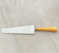 Vintage Burns Mfg Company Serrated Stainless 10" Pie Cake Server Bakelite Handle