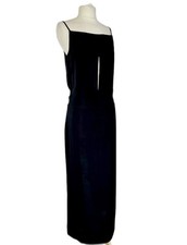 Versus Versace 1999 Column Dress Black Silk Chiffon 90’s Square Neck Rare Gown