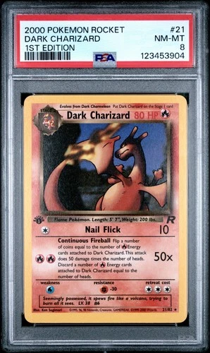 Dark Charizard 2000 Pokemon Rocket 1st Edition - #21 - PSA 8