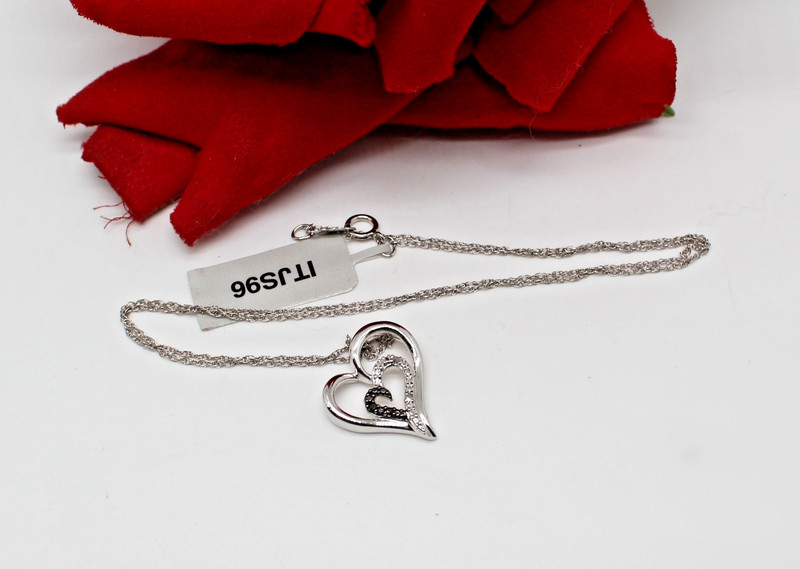 Sterling Silver NWT SUN Diamond Heart TGGC 2.9g 18" Necklace  CAT RESCUE