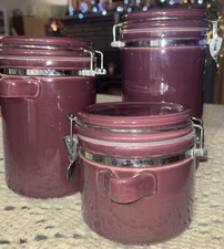 Purple Kitchen Canisters (3) By The Market Place 9,8,5