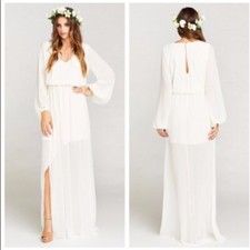 NWT Show Me Your Mumu White Jocelyn Blouson Maxi Dress Size XXS