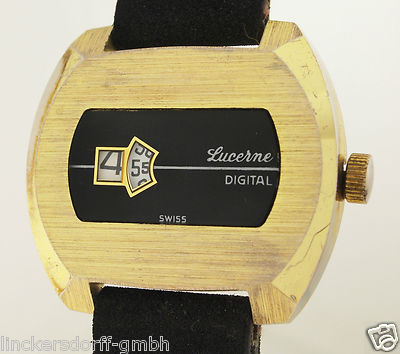 MECHANISCHE UHR MIT DIGITALER ANZEIGE 1970er JAHRE KULT DESIGN LUCERNE  SWISS