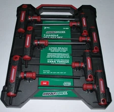 7 PC STANDARD (SAE) T HANDLE ALLEN WRENCH SET TWO-END HEX KEY & STORAGE BOX