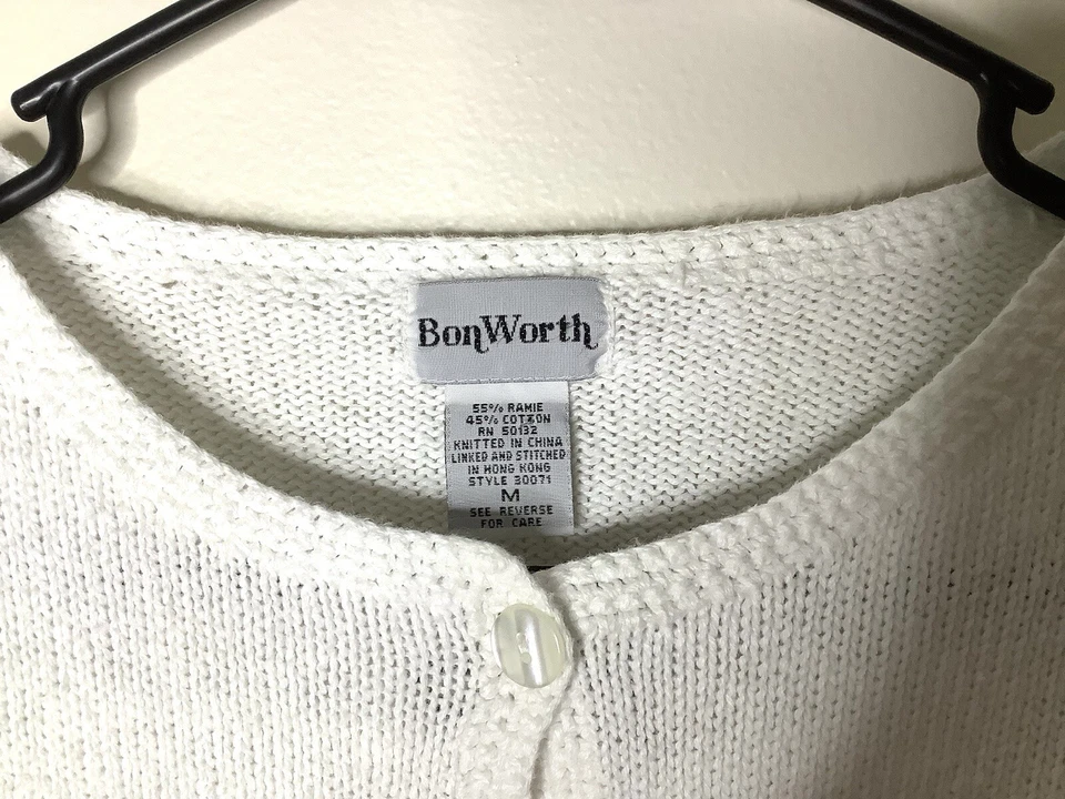 Cárdigan Suéter Vintage Bon Worth Floral Bordado Talla Mediana Talla Grande Foto 3 de 4