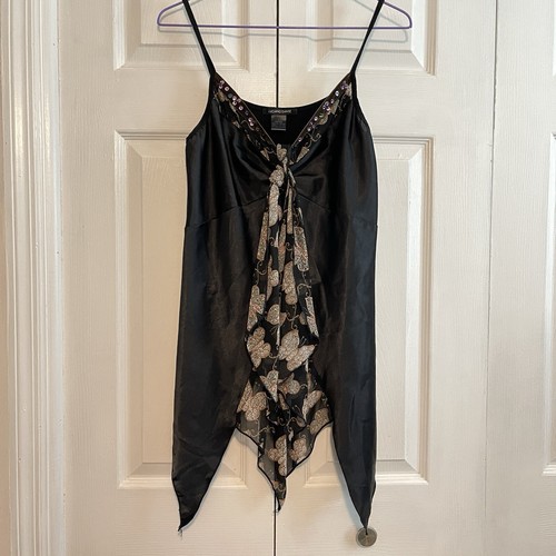 Y2K Luciano Dante Black Asymmetrical Babydoll Top Fairy Whimsigoth Butterfly