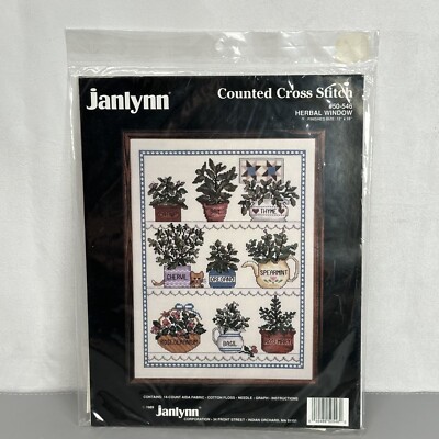 NOS Janlynn Counted Cross Stitch Kit Herbal Window Design 50-546 Crafting Hobby