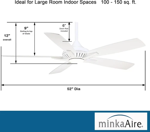 Dyno 52" White Ceiling Fan - F1000-WH for Stylish Air Circulation - Picture 3 of 9