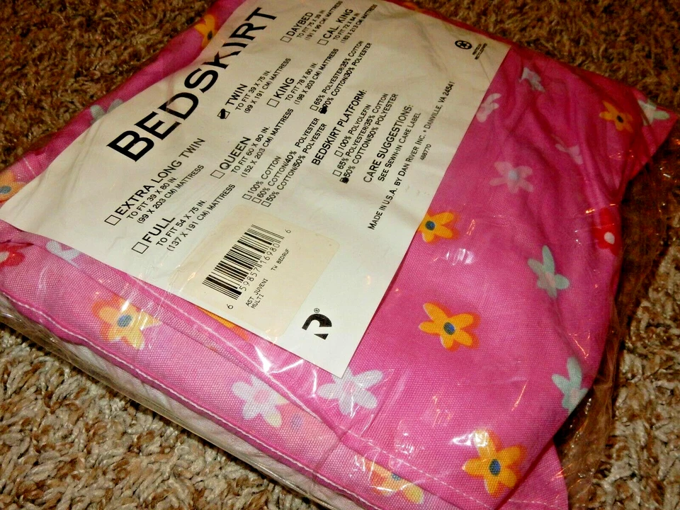 3K новый с Ярлыками Disney Барби розовый цветочный цветы Twin/одиночный кровать юбка {винтажная ткань} - Изображение 3 из 4