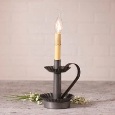 Plantation Candlestick light in Kettle Black Tin