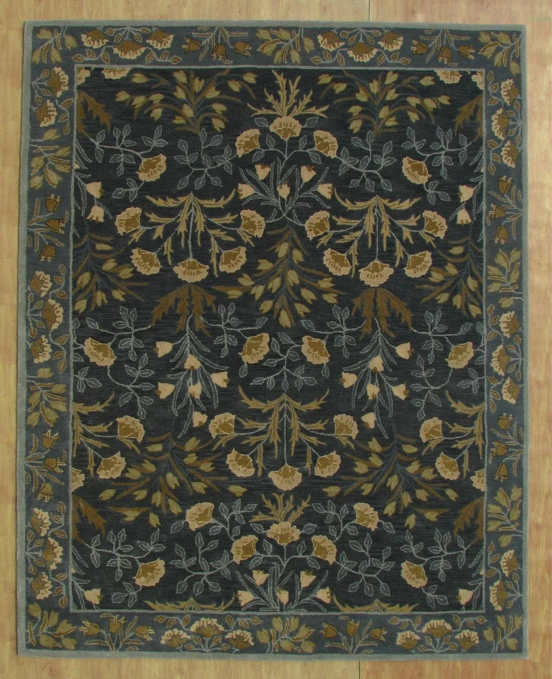 Auténtica alfombra azul Adeline 2.5x9 3x5 5X8 8X10 9X12 alfombra floral azul lana alfombras Foto 2 de 4