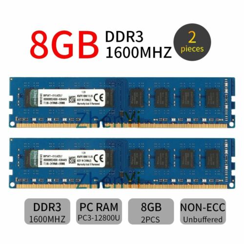 Kingston 32GB 16GB 8GB DDR3 1600MHz PC3-12800 KVR16N11/8 Desktop Memory Lot Blue - Picture 12 of 15