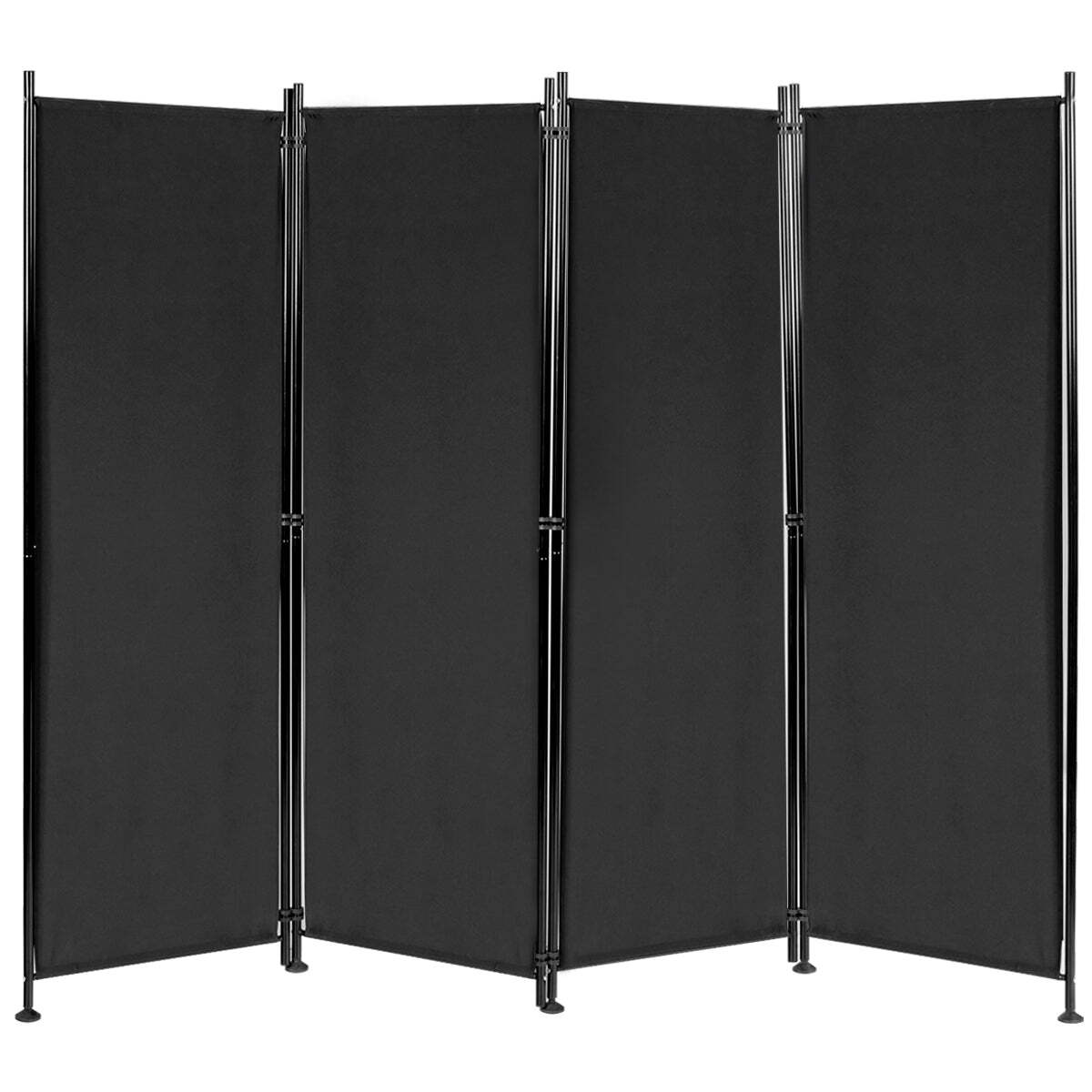 NNECW 4-Panel Folding Room Divider with Adjustable Foot Pads for Home-Black