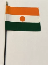 New Niger Mini Desk Flag - Black Wood Stick Gold Top 4” X 6”