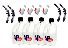 VPRacing 4 Pack Patriot Square 5 Gallon Fuel Jugs+Hose, Hose Bender,& Ball Valve
