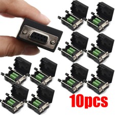 10Pcs D-SUB DB9 Female 9Pin Black Cover Screw Type Breakout Terminals Connector