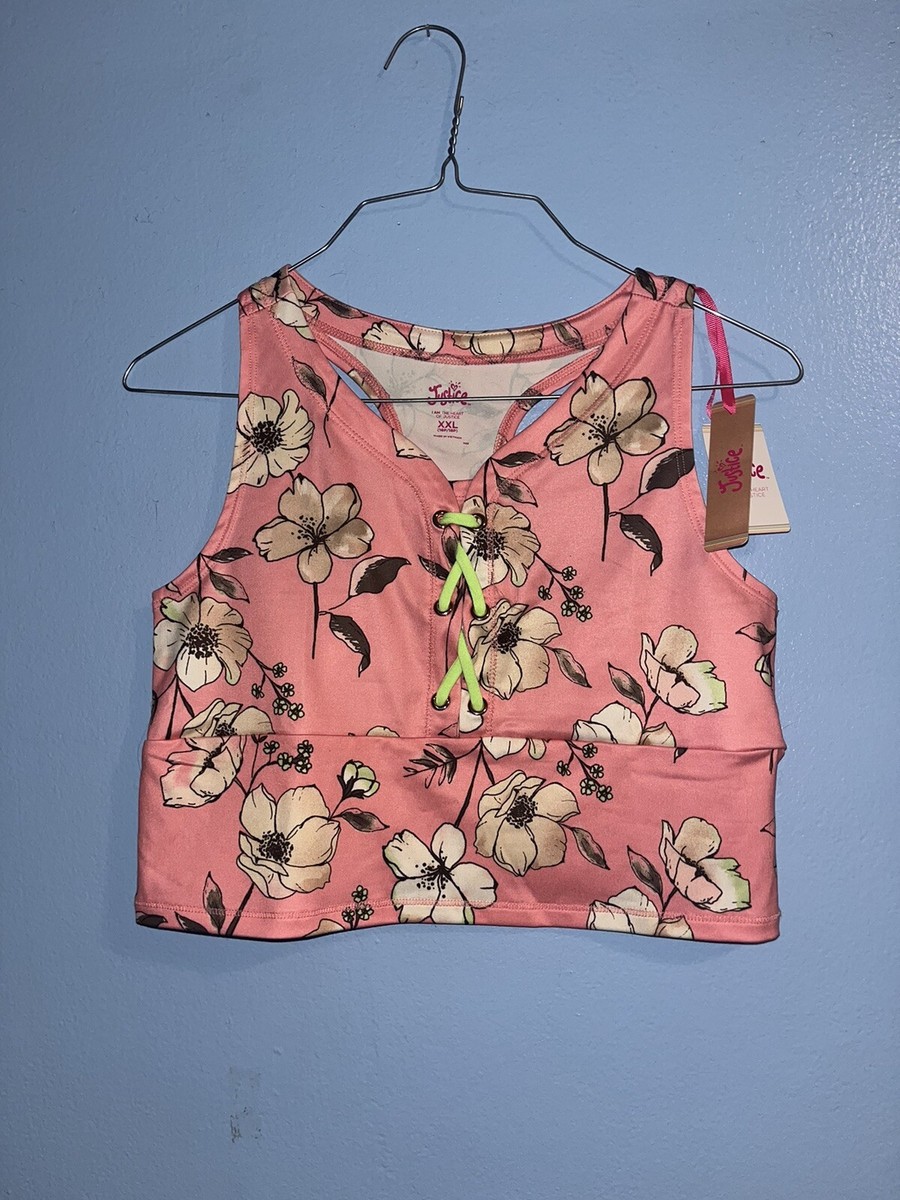 Justice, Longline Lace Up Front, Racer Back Tank Top, XXL UK