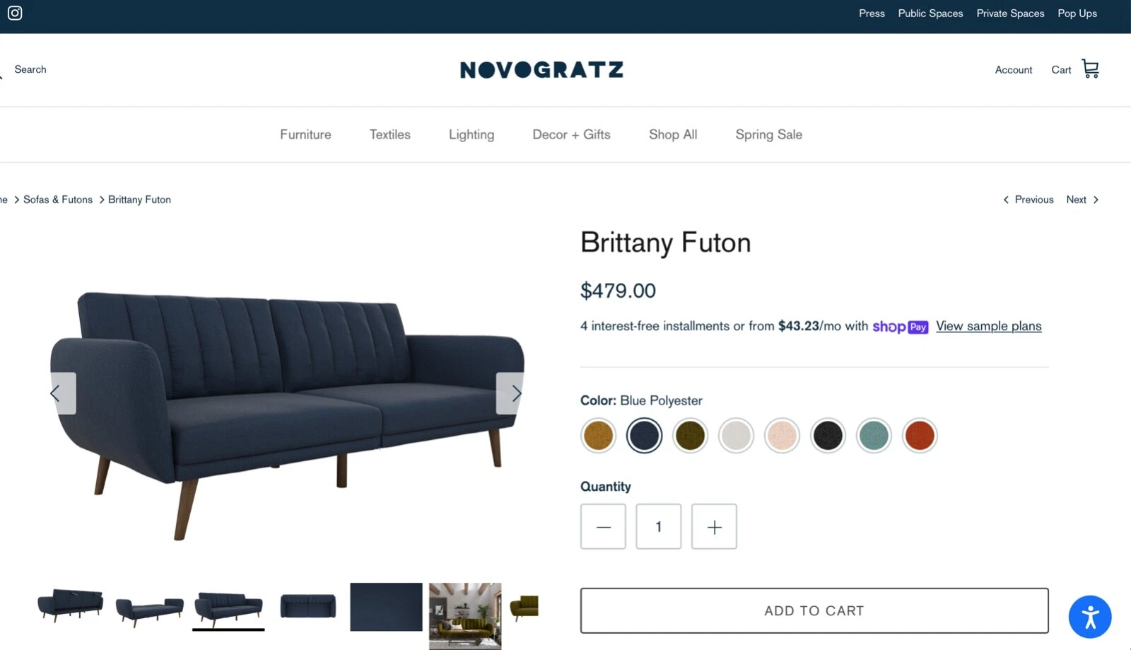 Brittany Sofa Futon - Thumbnail 4