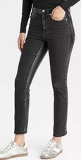 Universal Threads Women's Mid Rise Faux Leather 80's Slim Jeans Black 8