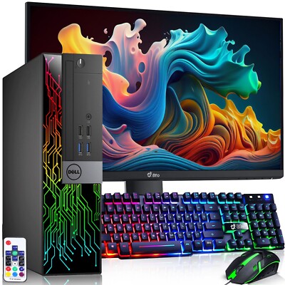 Dell Desktop PC RGB SFF Intel Core i5-6th 16GB 1TB SSD 22'' LED Wi-Fi Windows 11