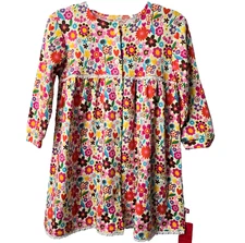 Zutano Flower Power Dress 2T Lace Button Front Long Sleeve Pink Teal School NEW