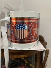 Vintage Noble & Cooley USA Metal Patriotic Red White & Blue Shield Star Toy Drum