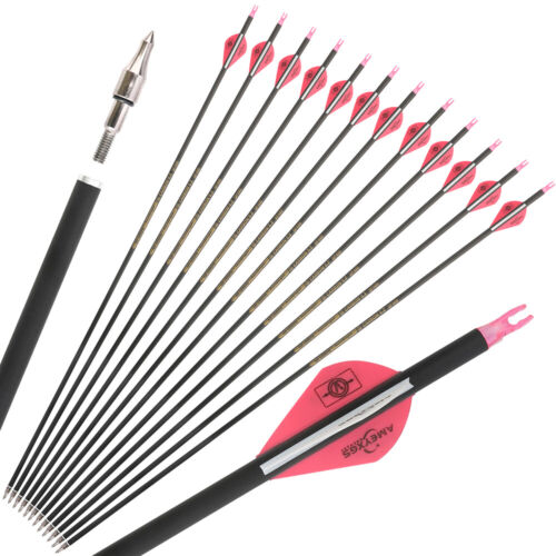 30" Pure Carbon Arrow SP350-600 Archery Recurve Bow Compoundbow Shooting Hunting - Picture 11 of 28
