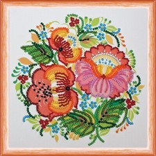 Big Flowers Bead Embroidery Kit DIY Handmade Beading Craft Set Gift