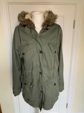 Bellfield Women's Parka With Fur Trim Hood B Solsty - Size 10 - Green