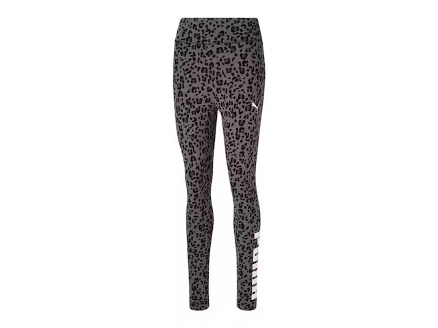 Puma ESS Women's Leggings Charcoal Leopard Print Size XL