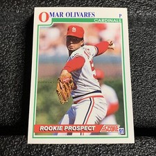 1991 Score Baseball Card #748 Omar Olivares Rookie St. Louis Cardinals. rookie card picture