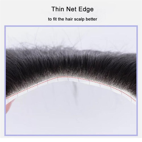 Front Herren Toupet 100% Echthaarteil Mann Front Toupet Haut natürlicher Haaransatz - Bild 11 von 17