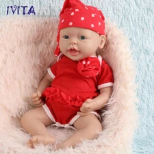IVITA 15inch Full Silicone Baby Girl Lifelike Baby Handmade Soft Silicone Dolls