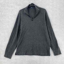Polo Ralph Lauren Estate Rib Shirt LARGE 1/4 Zip Pullover Knit Sweater Top Grey