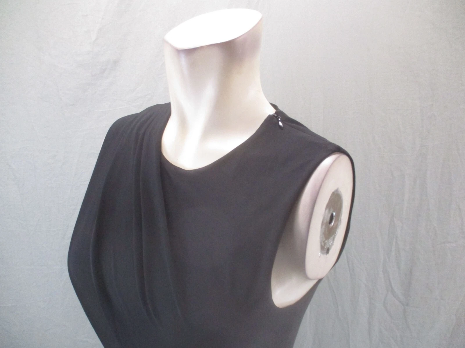 Alexander Wang taglia 2 mini abito donna nero spalle scoperte zip senza maniche drappeggio 501