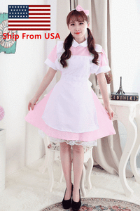 Alice-in-Wonderland-Maid-Women-Girl-Pink-Dress-For-Halloween-Cosplay-Costume