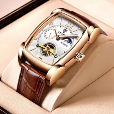 Automatische Luxus Herren Uhr mit Lederarmband Lige Mechanische Armbanduhr 2025