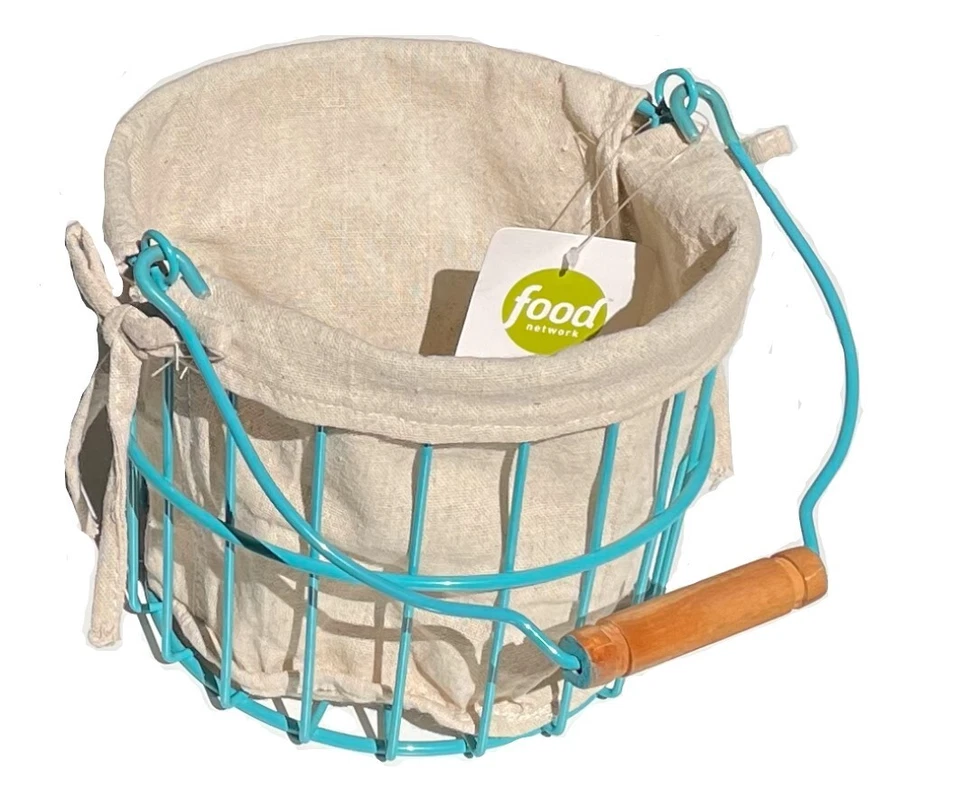 Food Network Wire Handled Basket with Liner Blue - Image 3 of 3