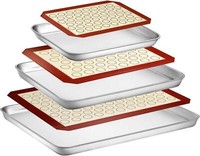 Backblech Set Mit Silikonmatte, 6Er Set, Edelstahl, Leicht Zu Reinigen