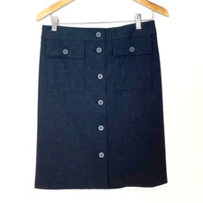 Vintage Esprit Skirt Womens 5/6 Gray Button Front 80s Academia Preppy Minimal