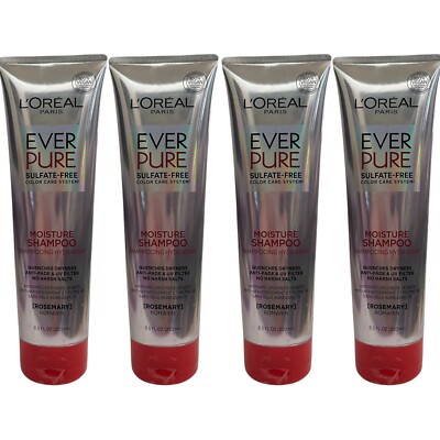 4 Pk L'Oreal Ever Pure Sulfate Free Rosemary Color Care Moisture Shampoo 8.5 oz