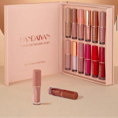 12Pcs Velvet Lipstick Set -Waterproof, Long Lasting, Quick-drying Up to 24H Wear