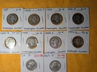 washington quarters in lot of 10 pcs.  90% silver  1937-various-1963-D