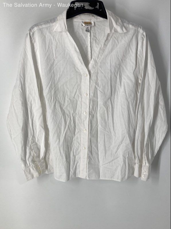 Talbots Womens White Cotton Long Sleeve Collared Button-Up Shirt Size 18W