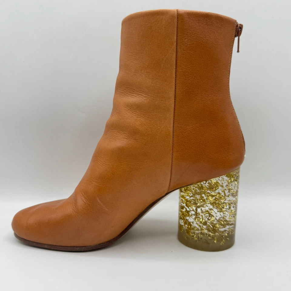 Botas Maison Margiela Beige HOJA DORADA Resina Tacón Transparente Nude Novedad Tacones 6.5 Foto 3 de 4