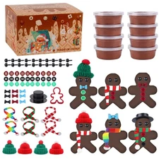 8Pack Christmas Gingerbread Man DIY Crafts Kit - Air Dry Clay Gingerbread Cra...