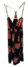 American Eagle Outfitters Black Floral V-Neck Smocked Button Sundress 10
