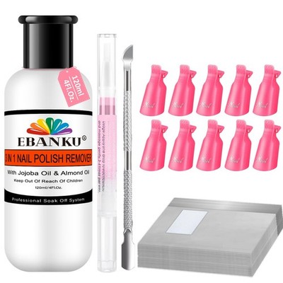 Nail Polish Kit, 120ML with Cuticle Oil 10 pcs Nail Clips, 50pcs Nail Foil an...