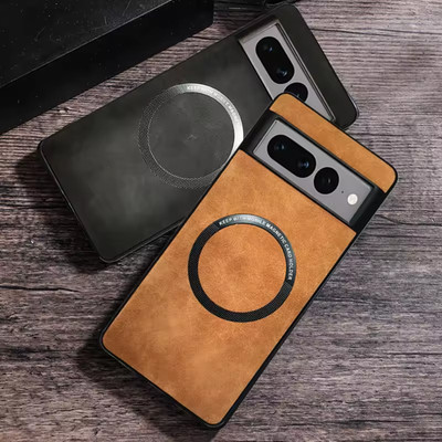 MagSafe Hülle für Google Pixel 8 7 6 Pro 8A 7A 6A Kunstleder Magnet Case