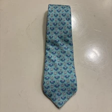 Vineyard Vines Silk Necktie Youth Boy's Crabs Horseshoe Blue Pink Preppy Resort